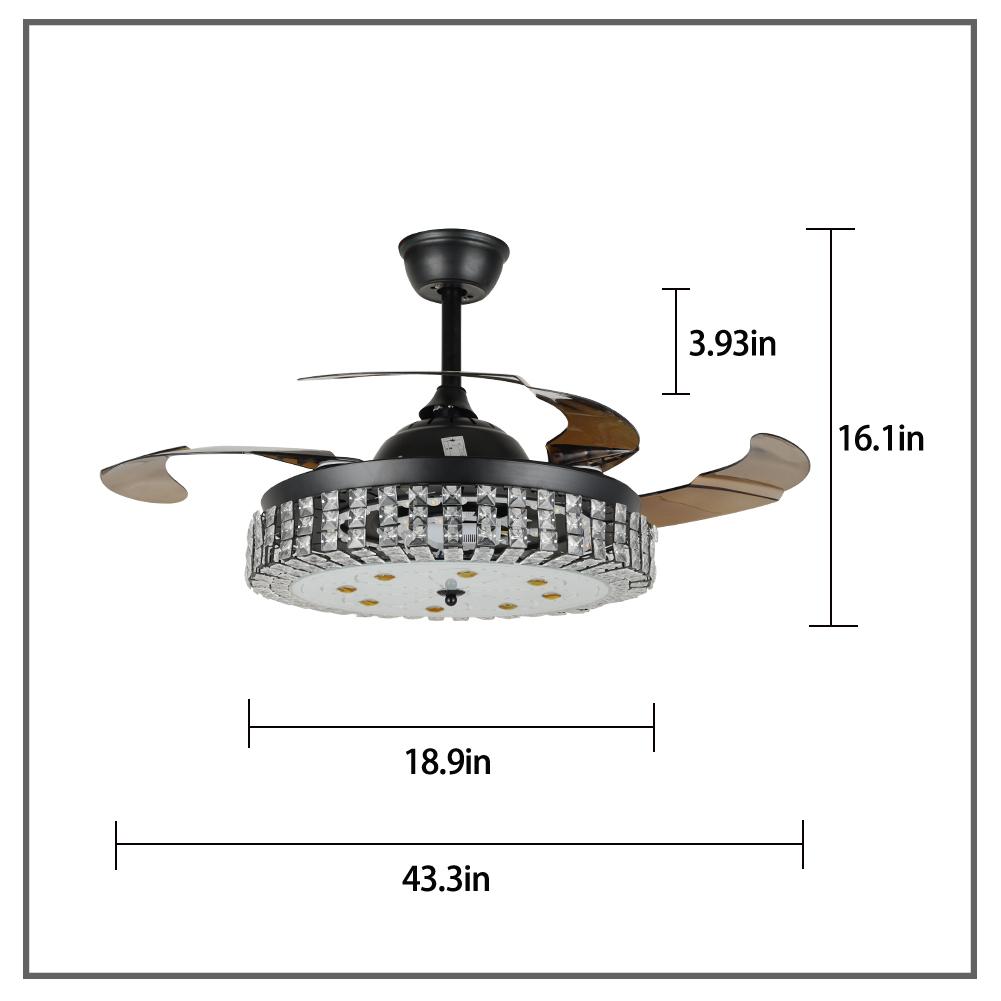 42" 4-Circle Crystal LED Invisible Fan with Light DS-FZ110