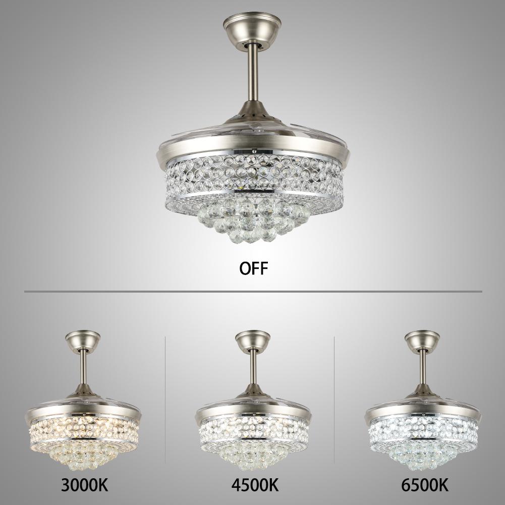 42" Crystal Invisible Ceiling Fan with Light DS-FZ189