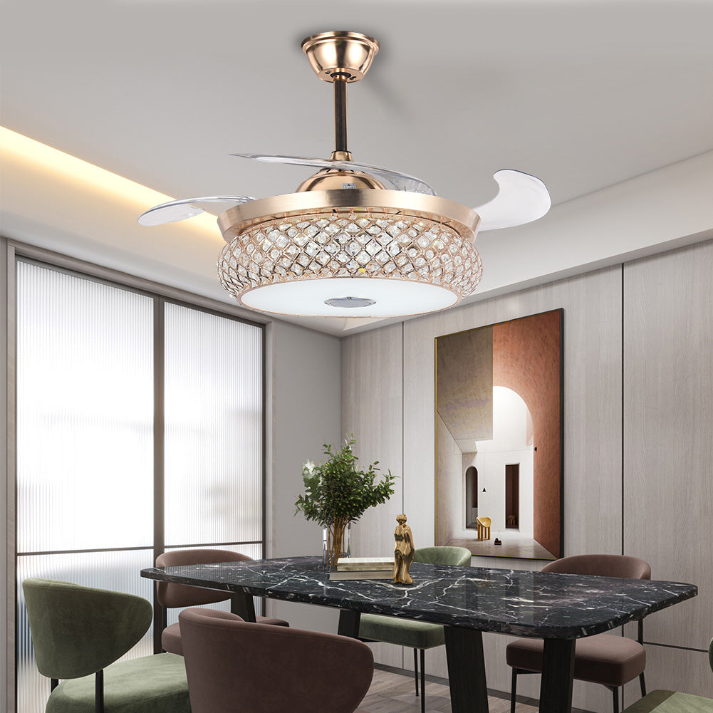42" Golden Living Room Ceiling Invisible Fan with Light DS-FH43