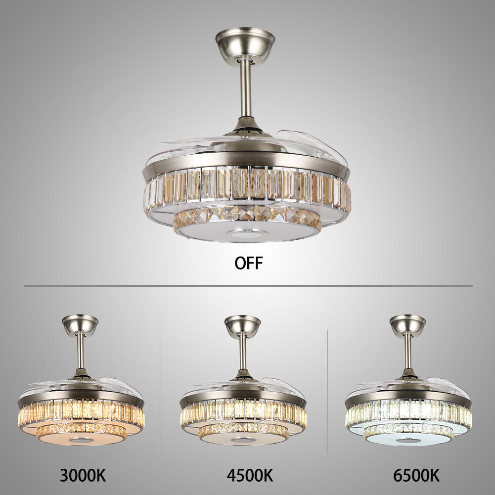 42" Variable Frequency Crystal Bluetooth Ceiling Fan with Light DS-FH24