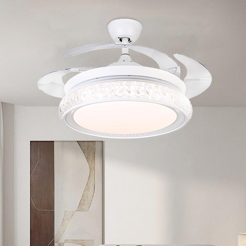 42" White Invisible Ceiling Fan with Light