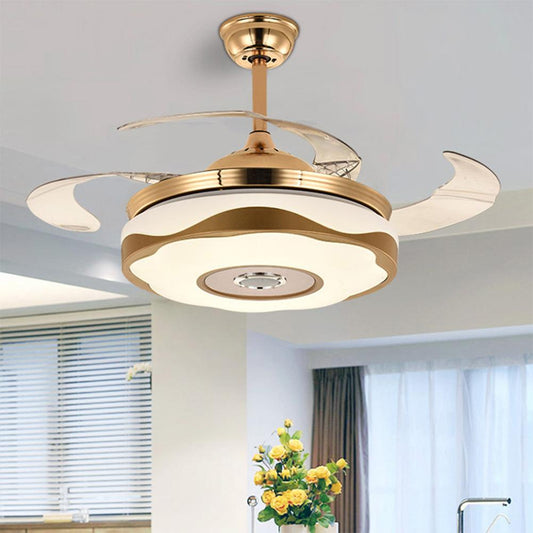42" Smart Bluetooth Music Player Ceiling Fans with LED Colorful Light Retractable Blades Chandelier DS-TT61