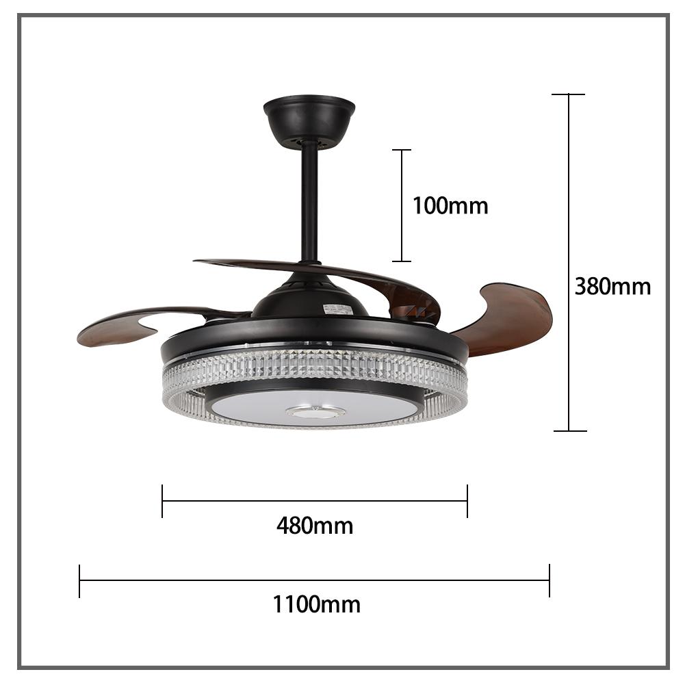 42" Classic Variable Frequency Crystal Ceiling Fan with Light