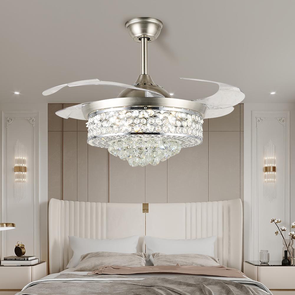42" Crystal Invisible Ceiling Fan with Light DS-FZ189