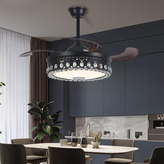 42" Black Living Room Invisible Ceiling Fan with Light DS-FH45