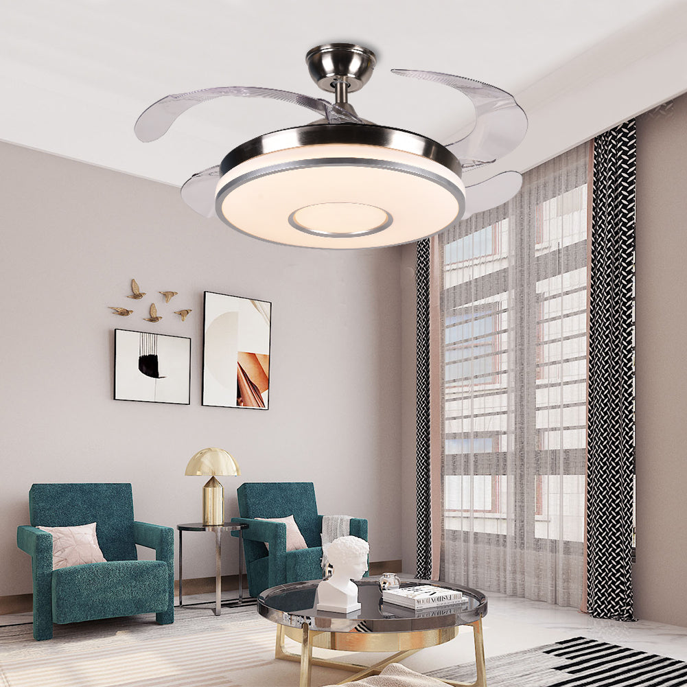 42" Silver Modern Remote Control Invisible Fan with Light DS-FZ08