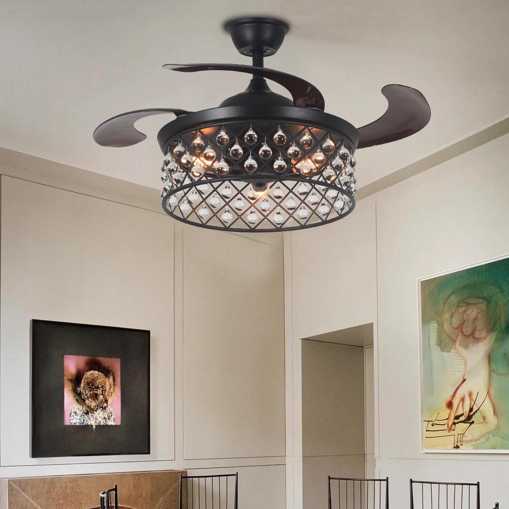 Variable Frequency Crystal Ceiling Fan with Light DS-FH85