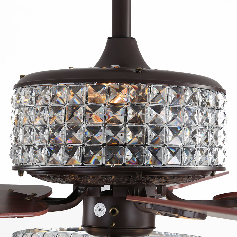 52" 5-Leaf Crystal Fan Chandelier DS-LX30
