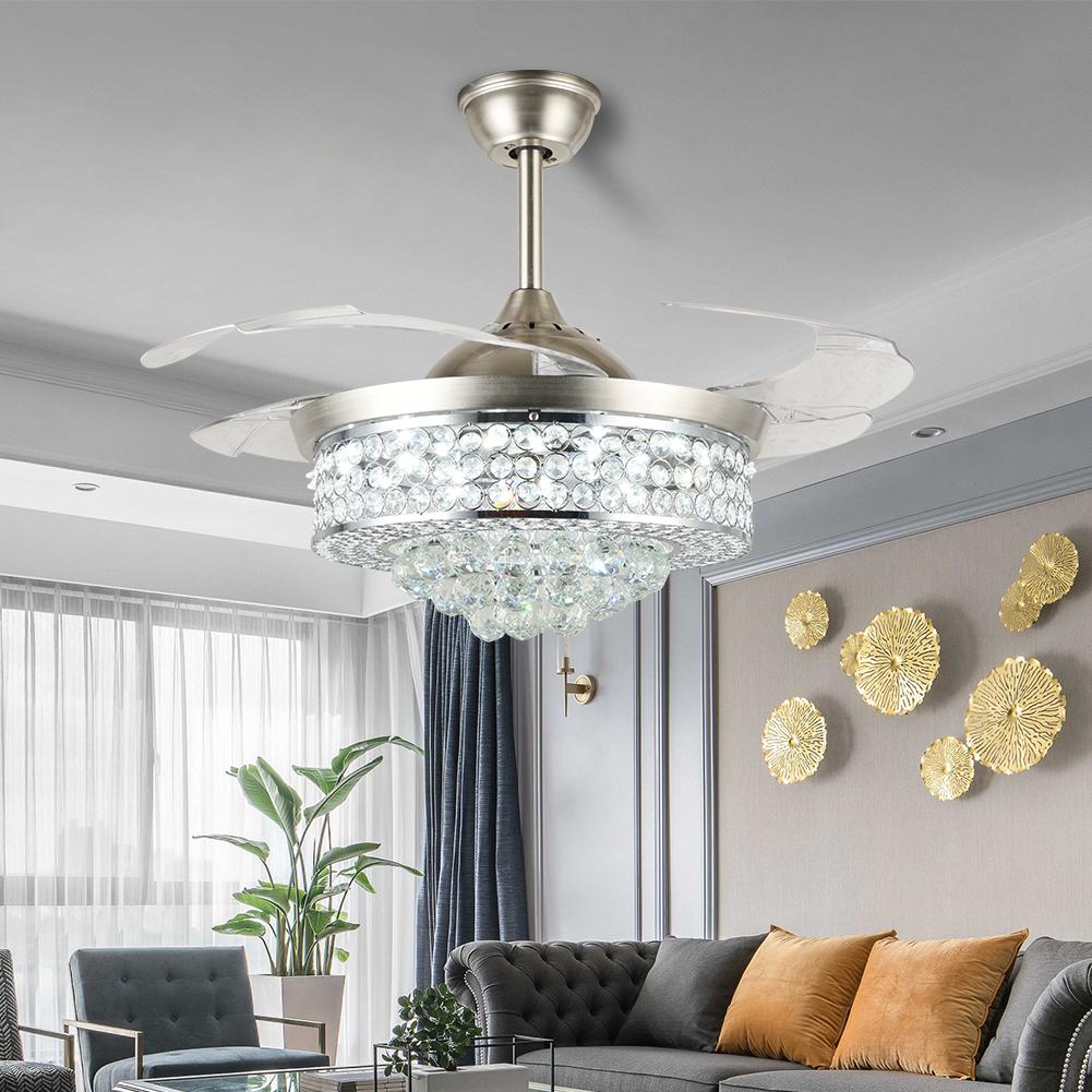 42" Crystal Invisible Ceiling Fan with Light DS-FZ189