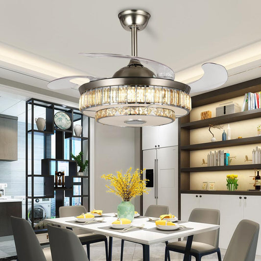 42" Variable Frequency Crystal Bluetooth Ceiling Fan with Light DS-FH24