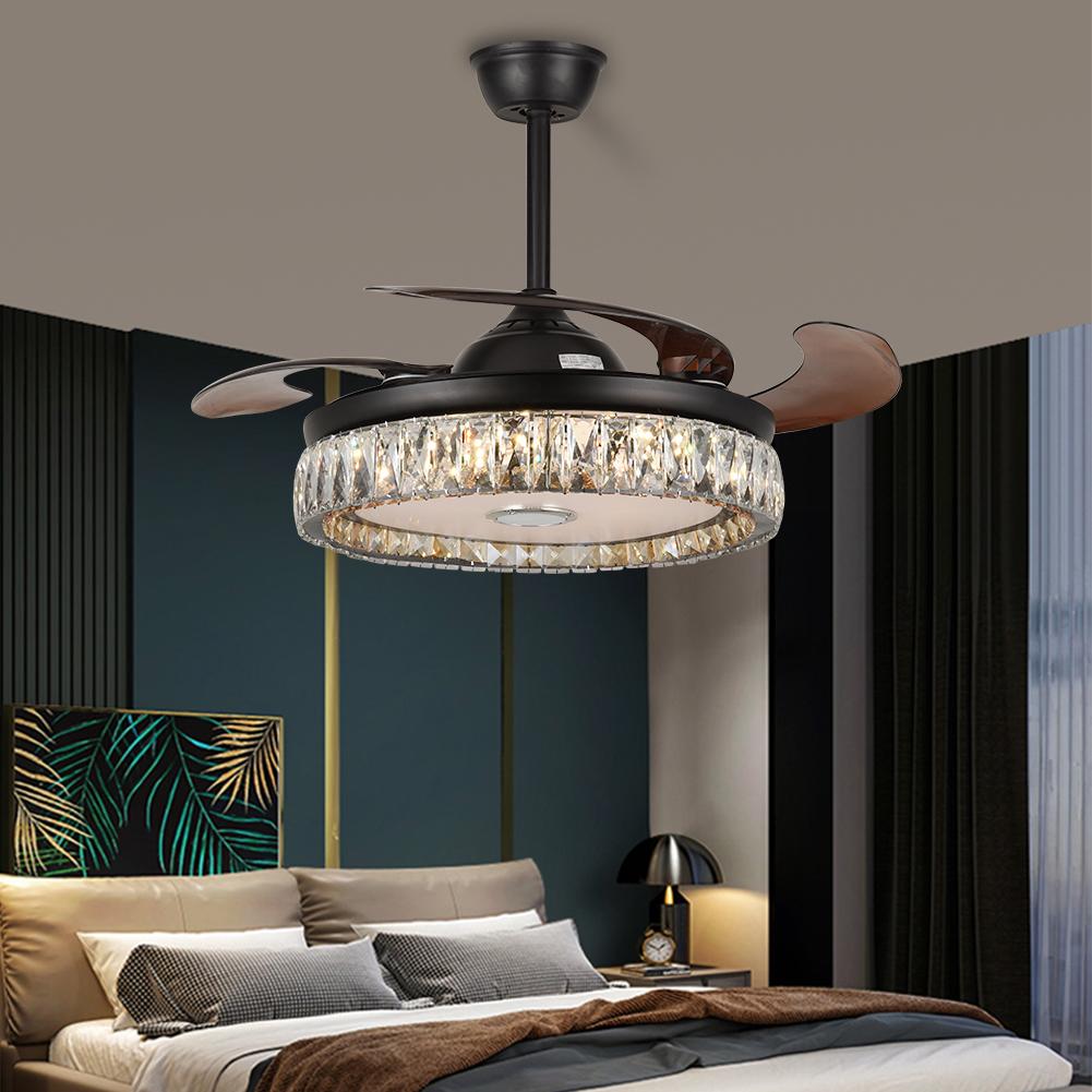 42" Modern Bluetooth Crystal Ceiling Fan with Light DS-FH32