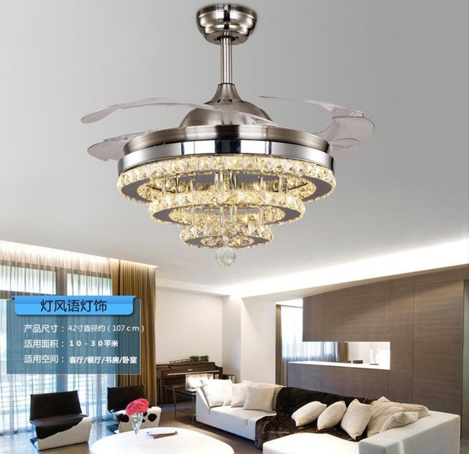 42" Silver Crystal Fan Chandelier DS-FZ103
