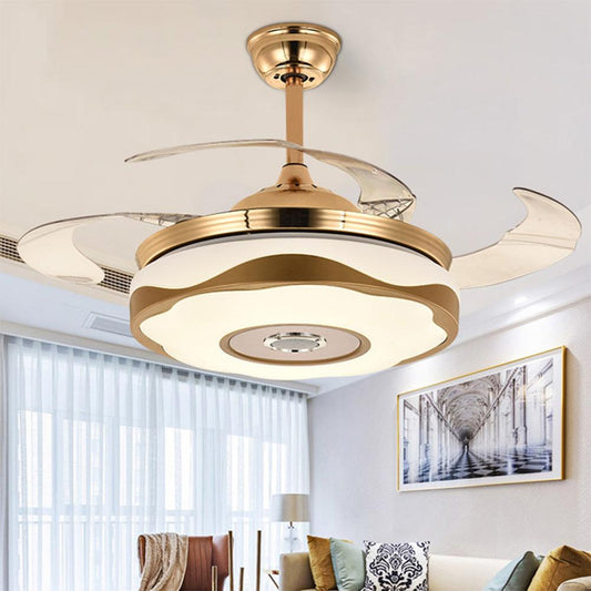42" Smart Bluetooth Music Player Ceiling Fans with LED Colorful Light Retractable Blades Chandelier DS-TT61