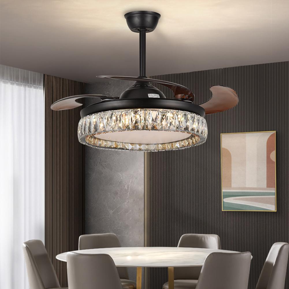 42" Simple Variable Frequency Crystal Ceiling Fan with Light DS-FH21