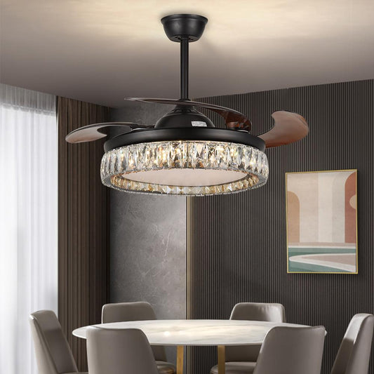 42" Simple Variable Frequency Crystal Ceiling Fan with Light DS-FH21