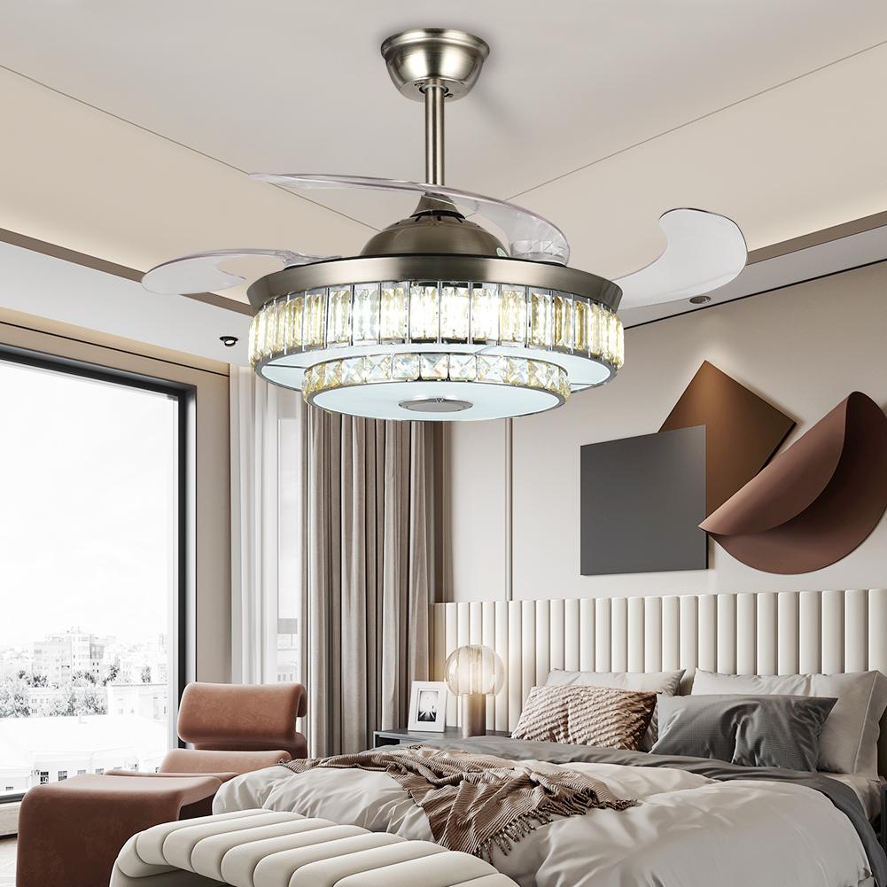 42" Variable Frequency Crystal Bluetooth Ceiling Fan with Light