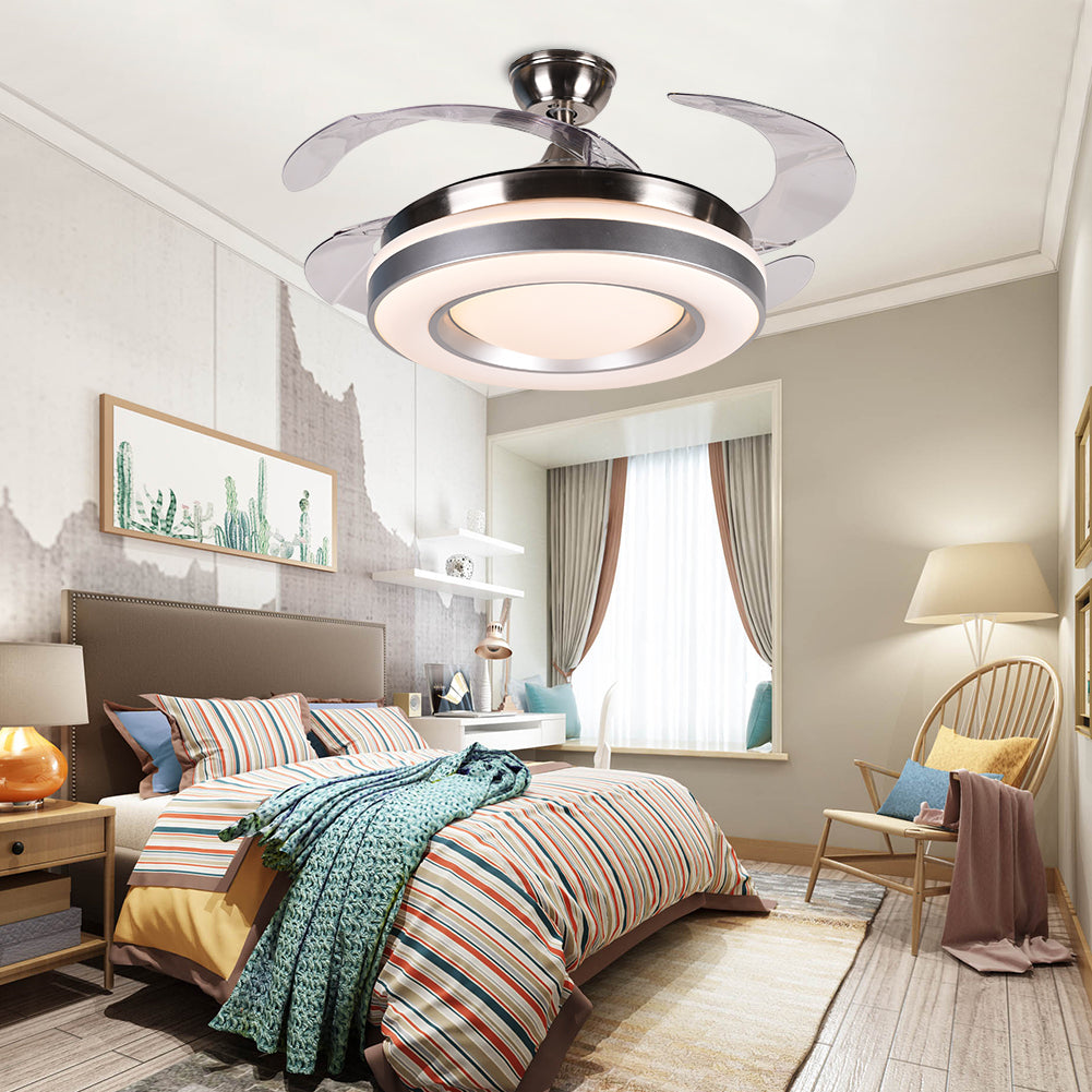 42" Silver Frame Invisible Ceiling Fan with Light DS-FZ47