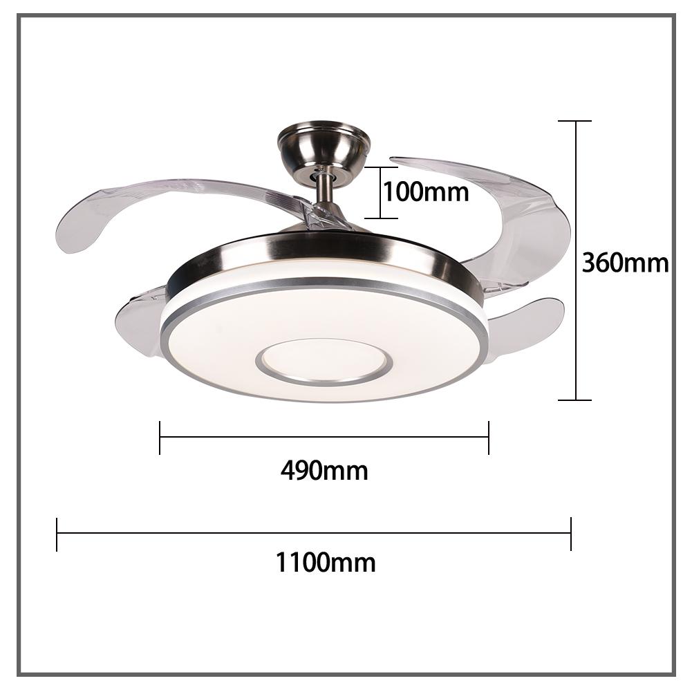 42" Silver Modern Remote Control Invisible Fan with Light DS-FZ08