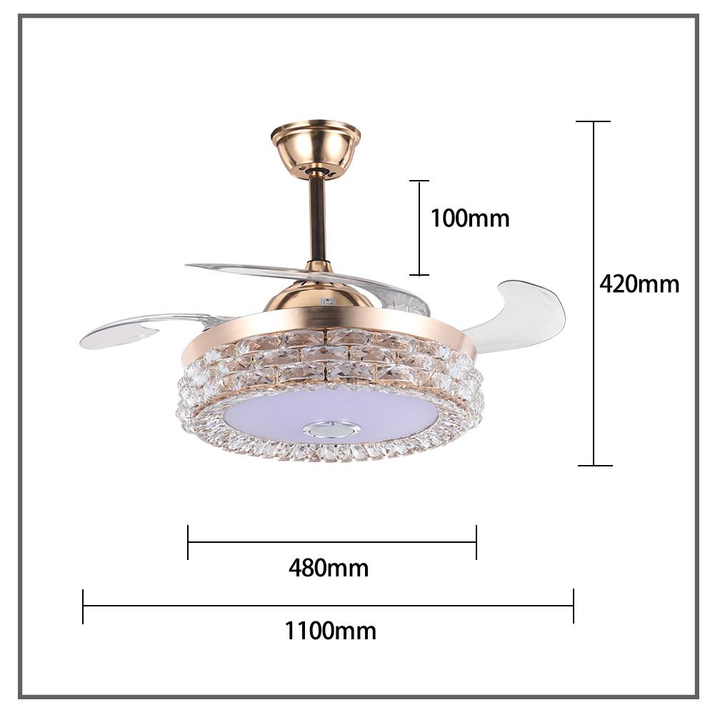 42" Golden Dining Room Ceiling Fan with LED Light DS-FH51