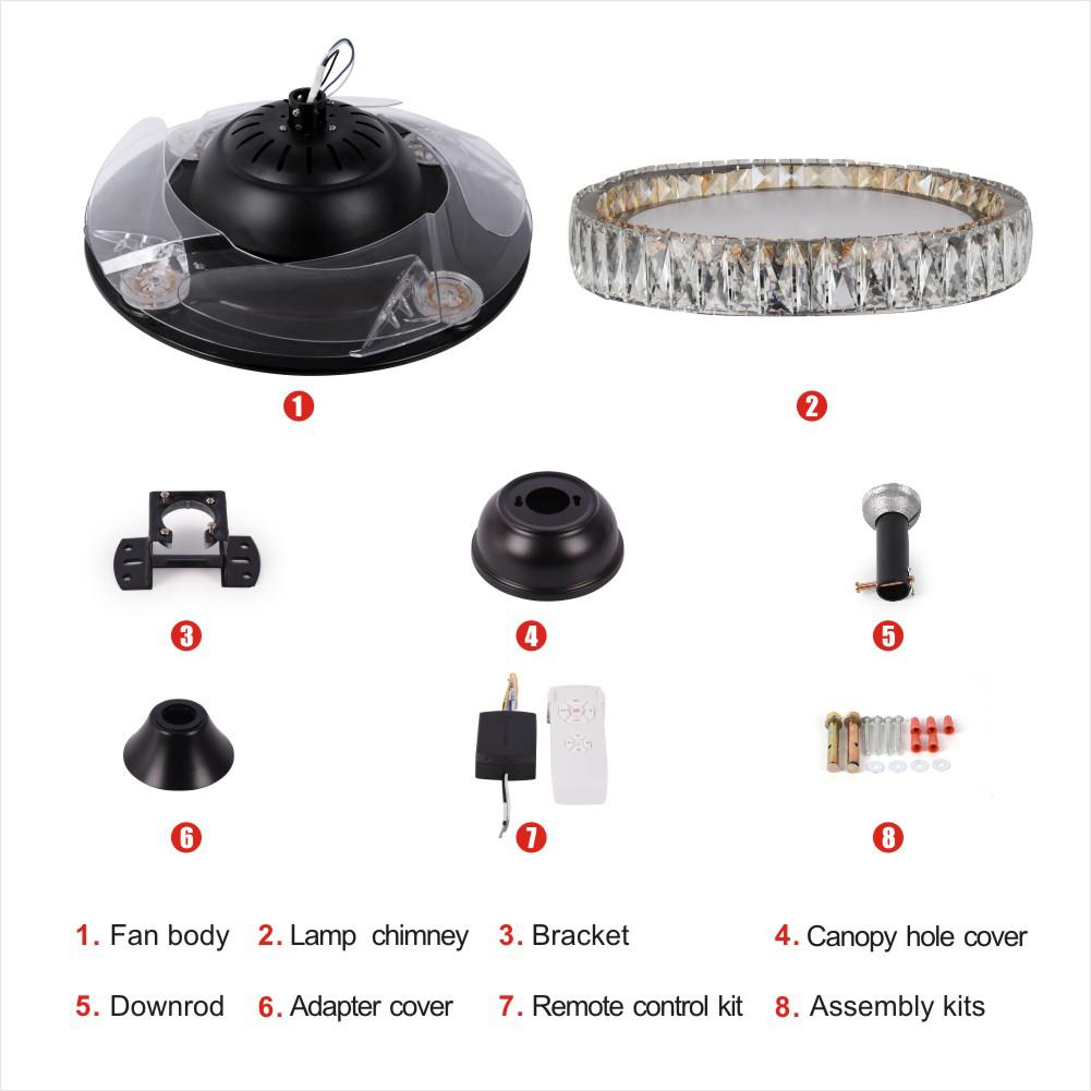 42" Simple Variable Frequency Crystal Ceiling Fan with Light DS-FH21