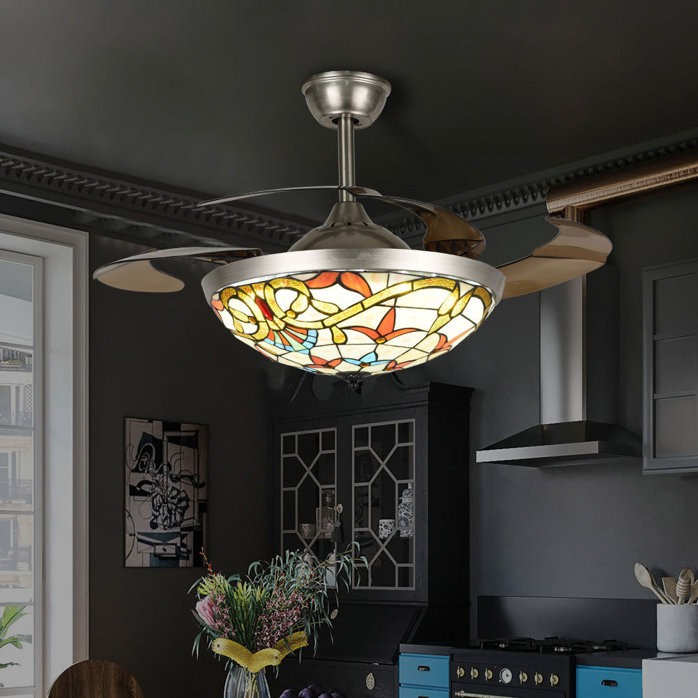 42" Vintage Invisible Ceiling Fan with Light DS-FZ168