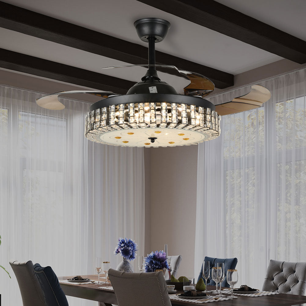 42" 4-Circle Crystal LED Invisible Fan with Light