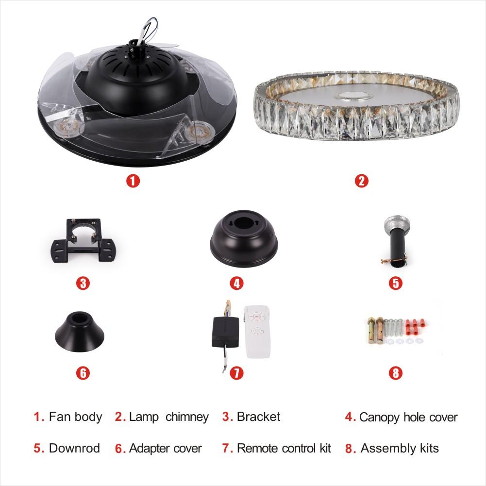 42" Modern Bluetooth Crystal Ceiling Fan with Light DS-FH32
