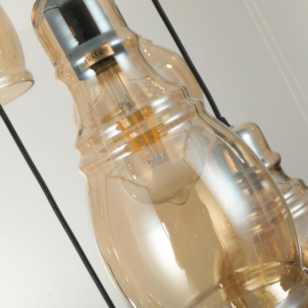 8-Light Hanging Plate Brandy Glass Chandelier DS-FM51