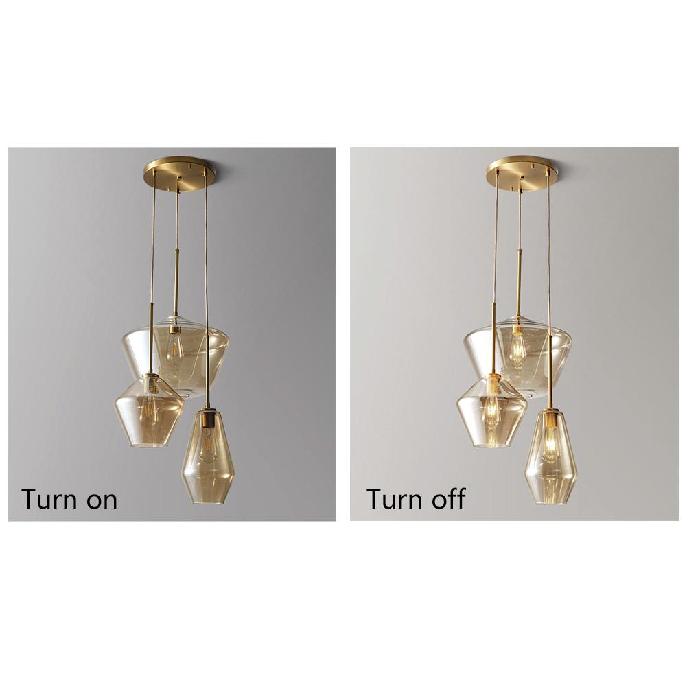 3-Light Glass Suspended Chandelier DS-YQ07