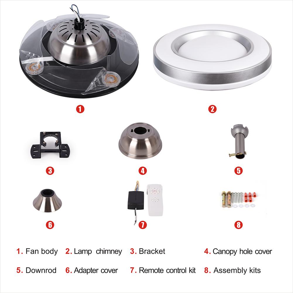 42" Silver Frame Invisible Ceiling Fan with Light DS-FZ47