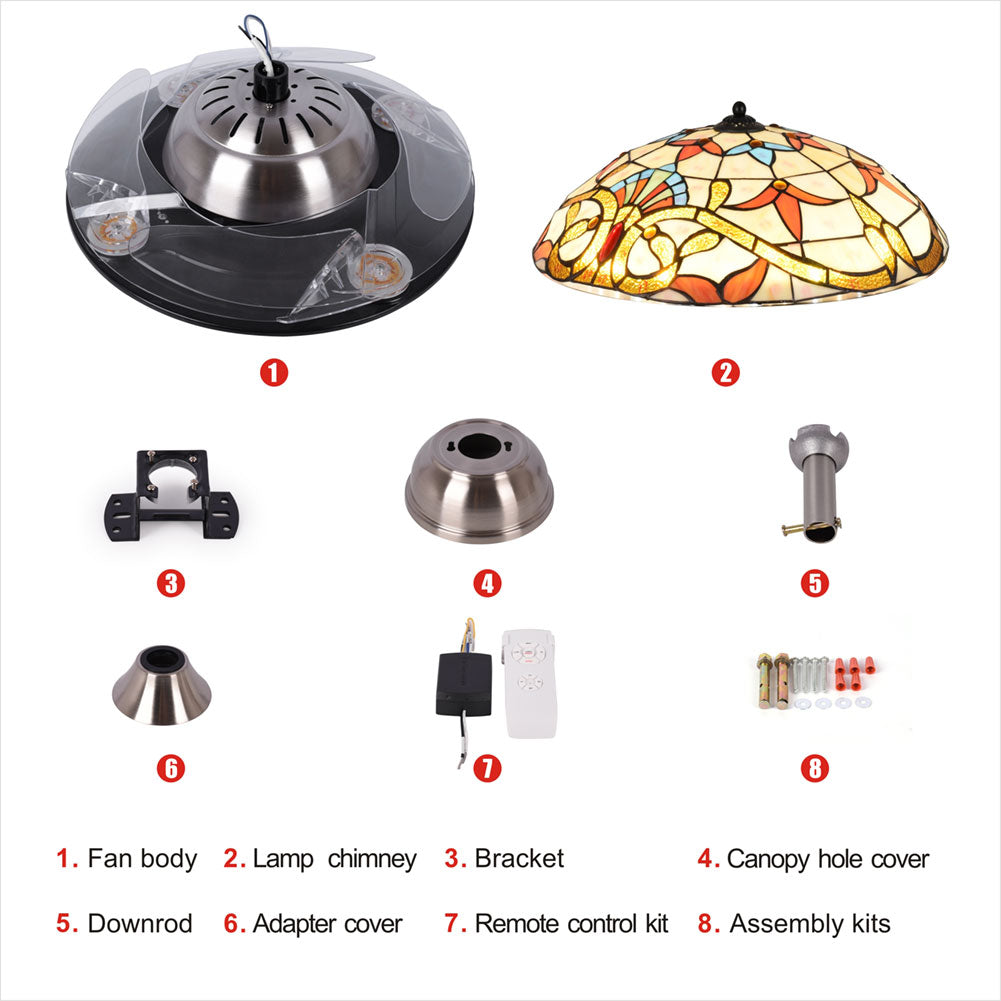 42" Vintage Invisible Ceiling Fan with Light DS-FZ168