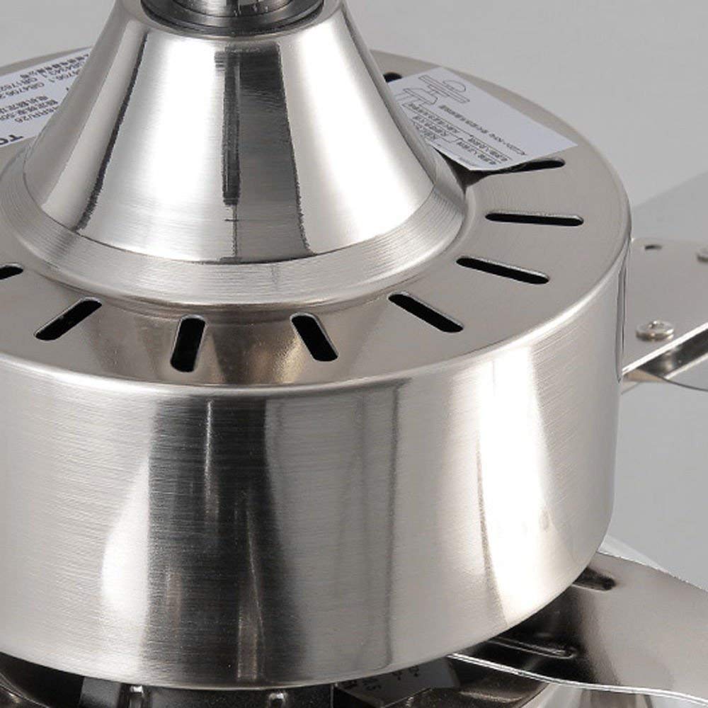 48 Inch 5 Reversible Stainless Steel Blades Remote Three Speeds and Color Changes Lighting Fixture DS-LN124