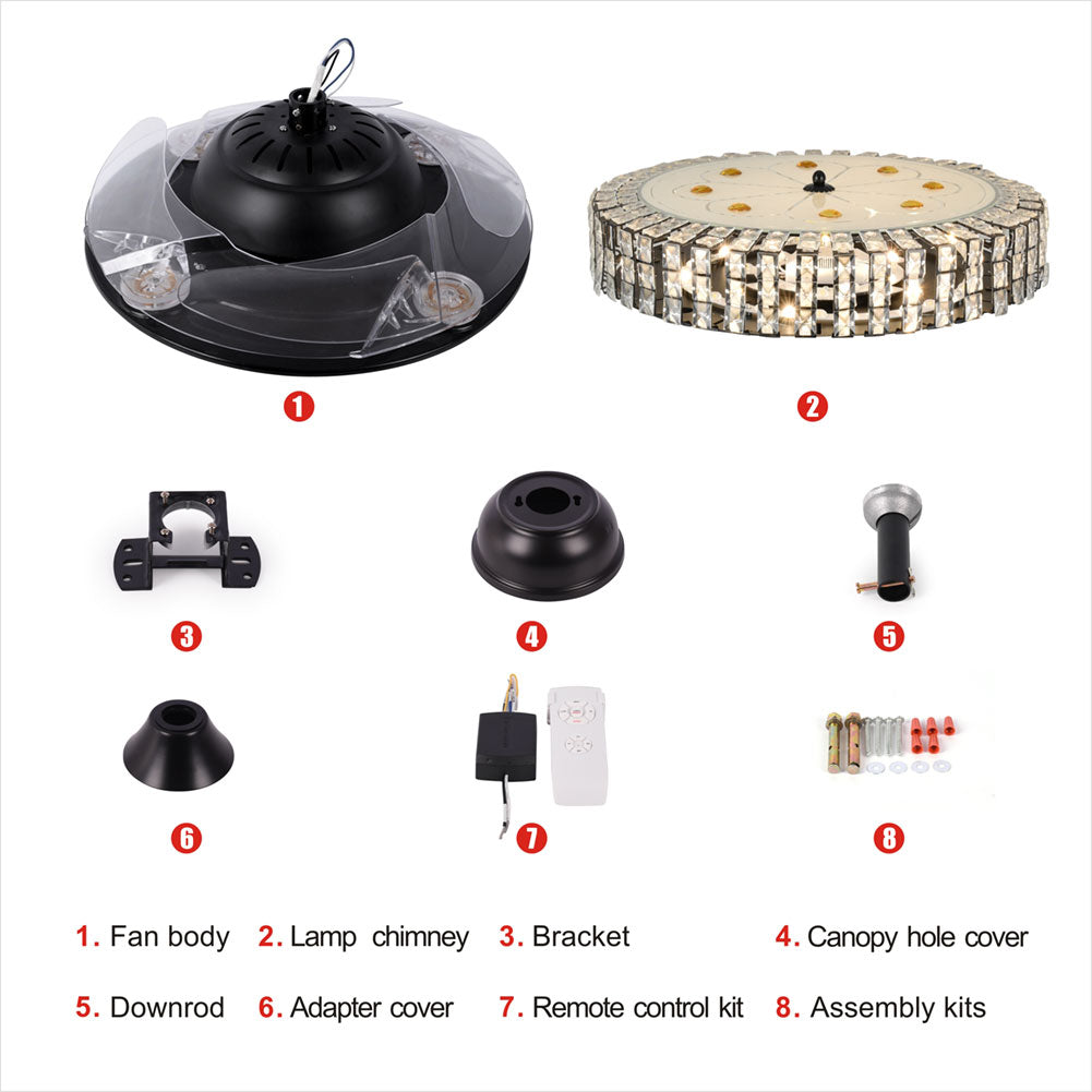 42" 4-Circle Crystal LED Invisible Fan with Light DS-FZ110