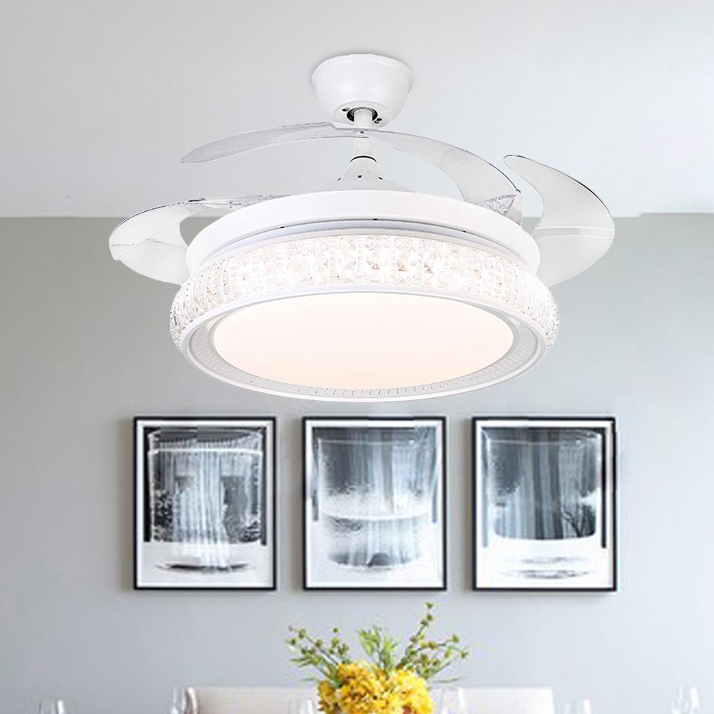 42" White Invisible Ceiling Fan with Light