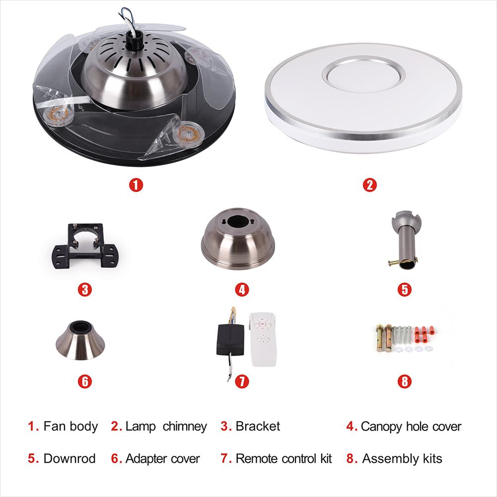 42" Silver Modern Remote Control Invisible Fan with Light DS-FZ08