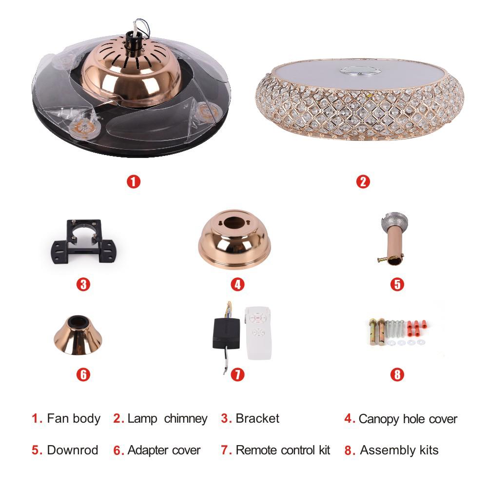 42" Golden Living Room Ceiling Invisible Fan with Light DS-FH43