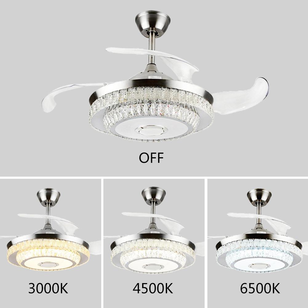 42" Silver Bluetooth Crystal Invisible Ceiling Fan with Light