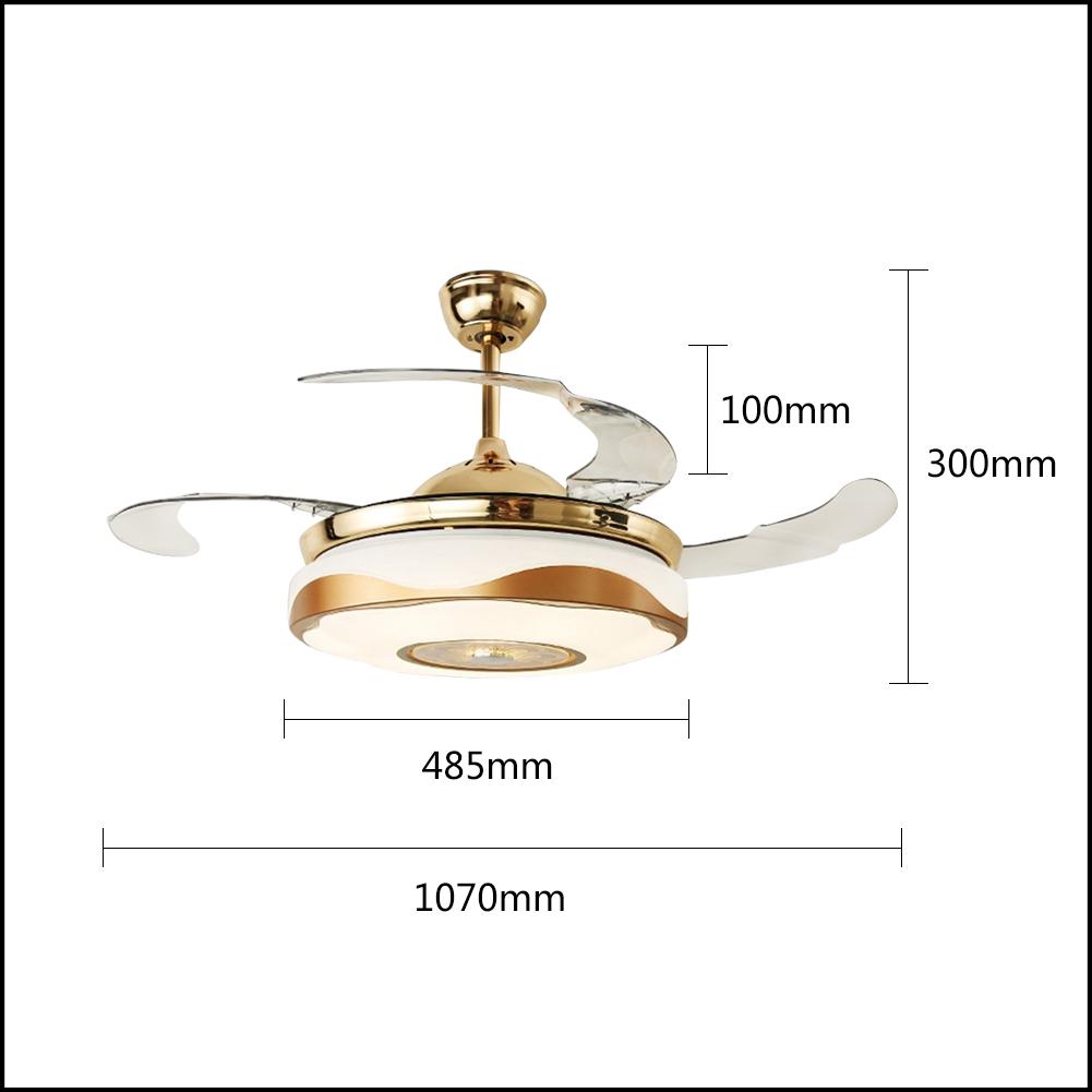 42" Smart Bluetooth Music Player Ceiling Fans with LED Colorful Light Retractable Blades Chandelier DS-TT61
