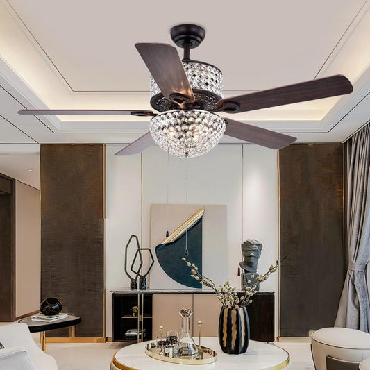 52" 5-Leaf Crystal Fan Chandelier DS-LX30