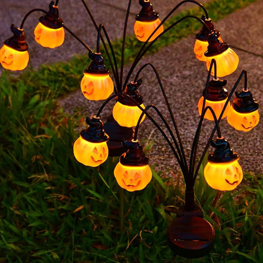 Halloween Pumpkin Lantern Solar Garden Lights for Yard Decoration Solar Ground Plug in Lantern Outdoor Courtyard Atmosphere Decoration Ghost Festival Lantern String
