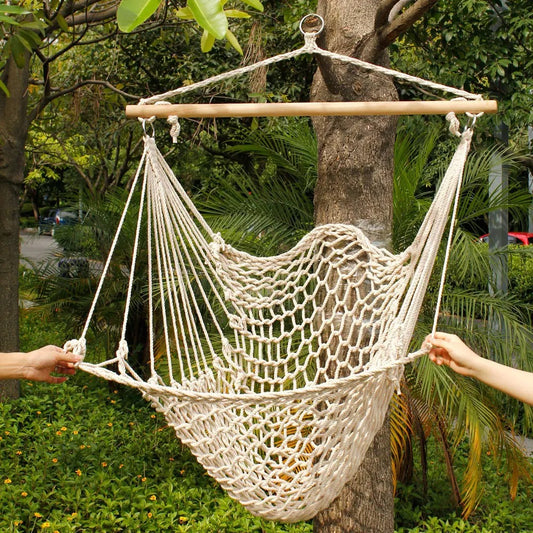 Beige Cotton Rope Hanging Air/ Sky Chair Swing - Beige