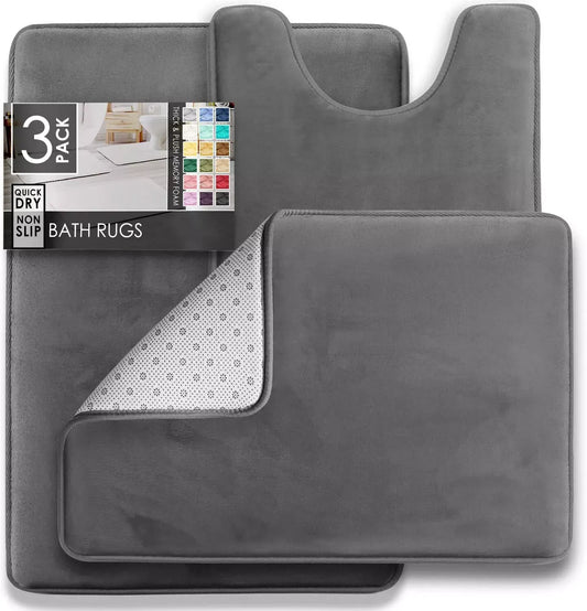 Bathroom Rugs Velvet Memory Foam Non-Slip Bath Rugs Machine Wash Dries Quickly