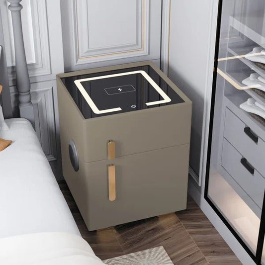 Orange Smart Nightstands with Wireless Charging, USB Port, LED Lights and Speaker