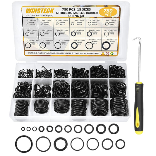O Ring Assortment Kit with Pick & Hook Set Kit for Hose, Faucet, Automotive, Air and Gas Sealing Repair