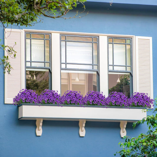 Outdoor Artificial Flowers 21 UV Resistant Bundles Fake Flower Plastic Plants Faux Silk Flowers Porch Hanging Garden Porch Window Box Decorating
