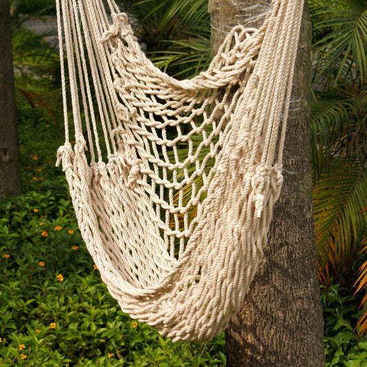 Beige Cotton Rope Hanging Air/ Sky Chair Swing - Beige