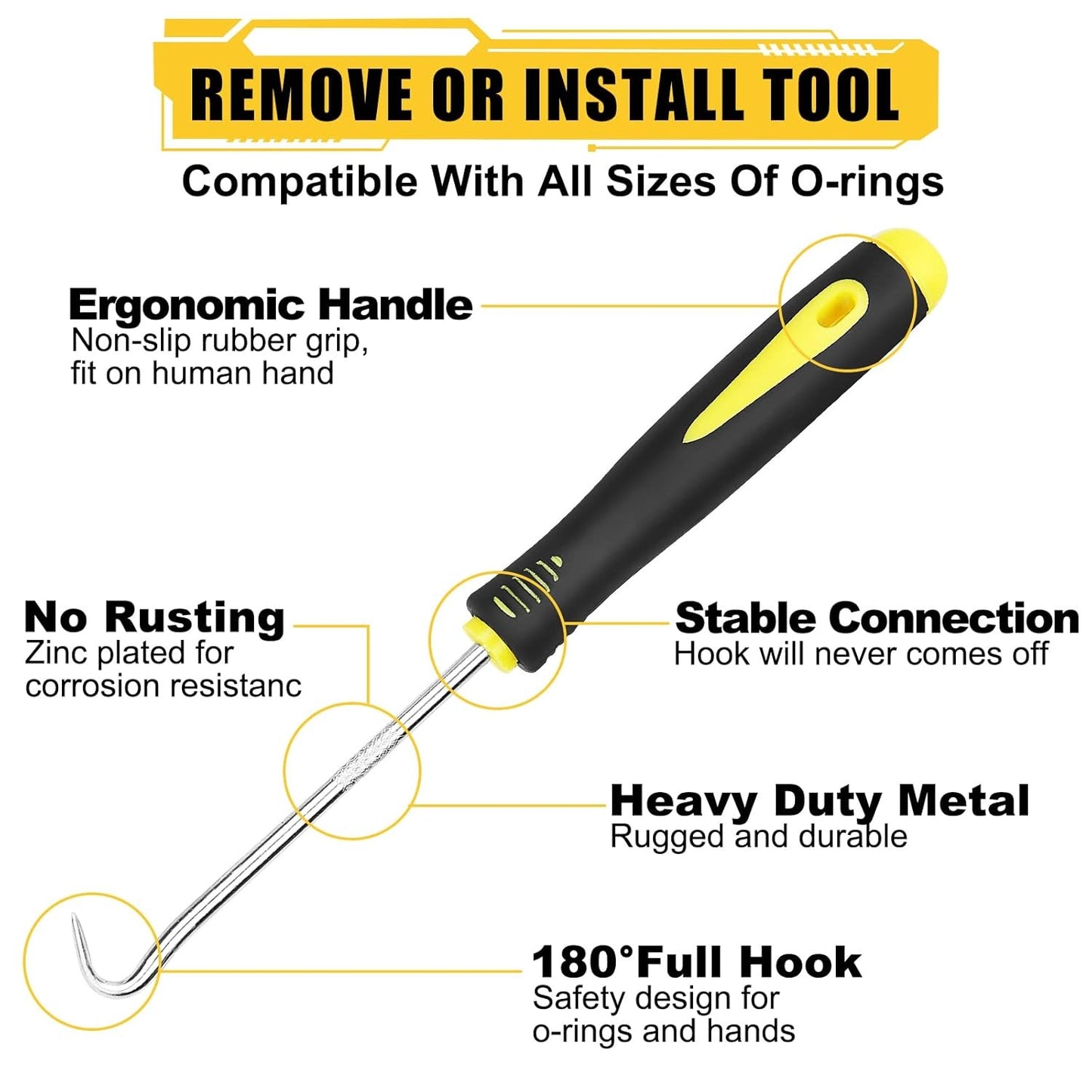 O Ring Assortment Kit with Pick & Hook Set Kit for Hose, Faucet, Automotive, Air and Gas Sealing Repair