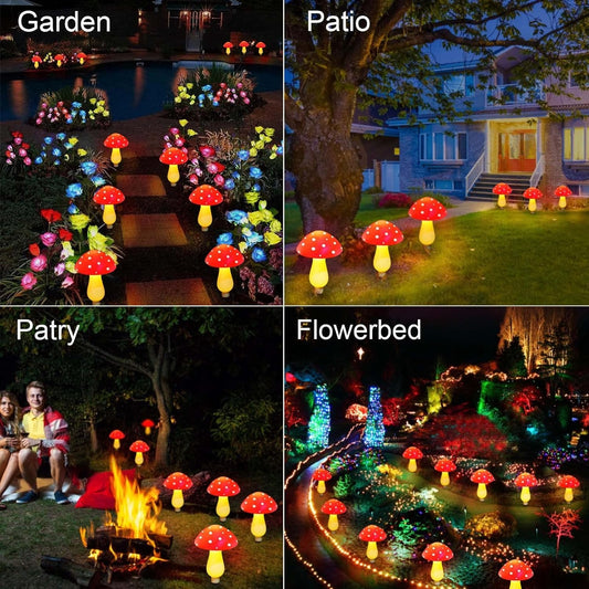 Outdoor Solar Garden Mushroom Lights 8 Modes Outside Waterproof Solar Powered Christmas Lights Decoration, Yard, Lawn, Pathway
