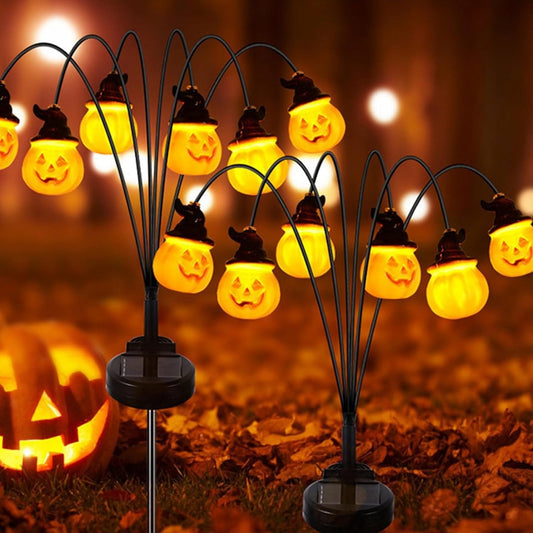 Halloween Pumpkin Lantern Solar Garden Lights for Yard Decoration Solar Ground Plug in Lantern Outdoor Courtyard Atmosphere Decoration Ghost Festival Lantern String
