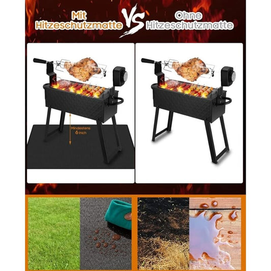 120 100cm Fireproof Mat - Heat Resistant Barbecue Floor Protection Mat Fire Pit Floor Mat Outdoor BBQ Mat for Gas and Charcoal Barbecue
